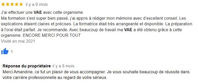 Témoignage VAE - Satisfaction client