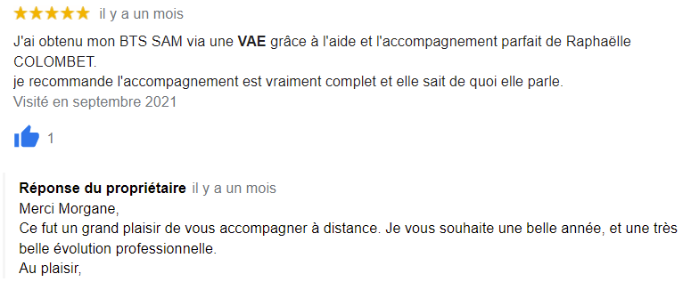 Témoignage VAE - Satisfaction client